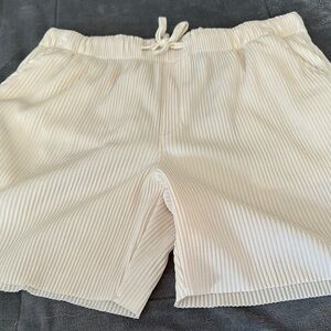 YoungLA Cream Ribbed Drawstring Shorts